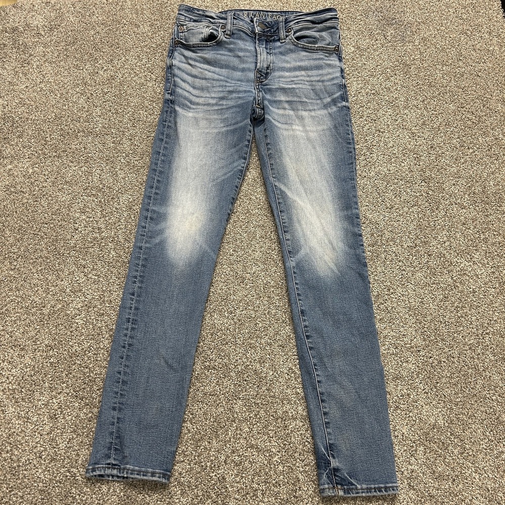 American Eagle Outfitters Airflex+ Skinny Jeans Mens 29x32 Med Wash Blue Denim